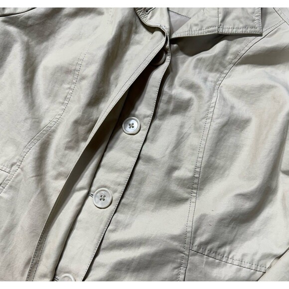 Eddie Bauer Jacket Women's Beige Rain Coat Trench Buttons Mid Length Utility - Picture 11 of 12
